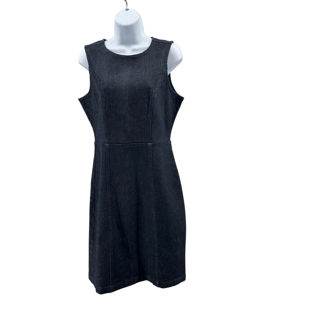 J Crew Re-Imagined Sheath Dress WMNS 6 Indigo Dark Wash Stretch Denim Minimalist